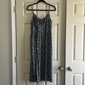 Old Navy Blue Floral Midi Sundress - keyhole tie NWT
